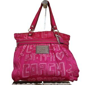 Rare Coach Poppy Story Patch Pink Shoulder Bag Purse